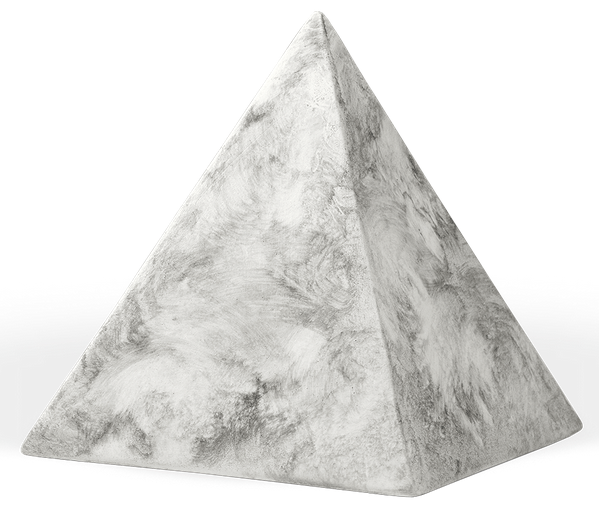 Keramikurne Pyramide weiß-marmoriert