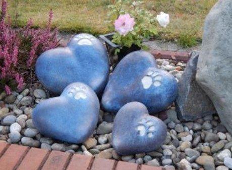 Keramikurne Herz blaugrau